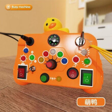 (Yellow Duck) Montessori Busy Board Sensory Toys Cartoon with LED Light Switch Control Board Travel Activities