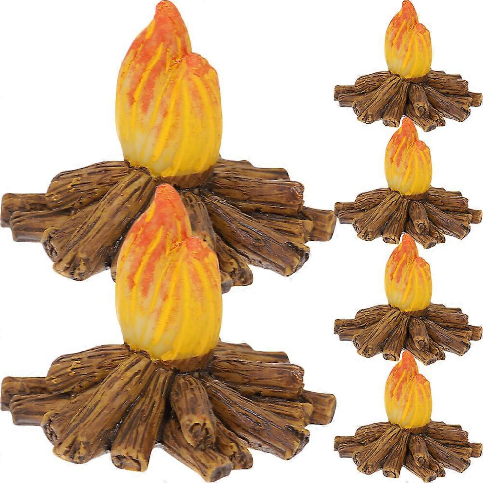 Kricely (As Show, One Size) 6Pcs Miniature Campfire Model Fire Landscaping Props Miniature Decoration