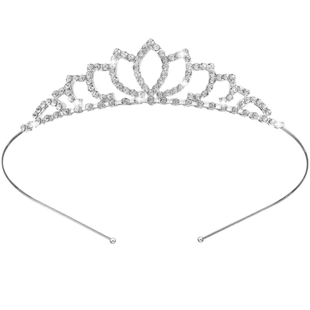 Kricely (As Show, One Size) Wedding Bridal Rhinestone Decor Hairband Hair Clip Hair Loop Tiara (Sliver)
