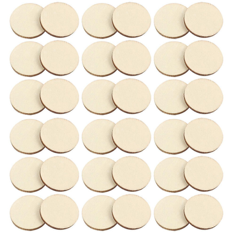 Kricely (As Show, One Size) 200Pcs Unfinished Wood Pieces Blank Cutout Pieces Round Slices Diy Wooden Craft