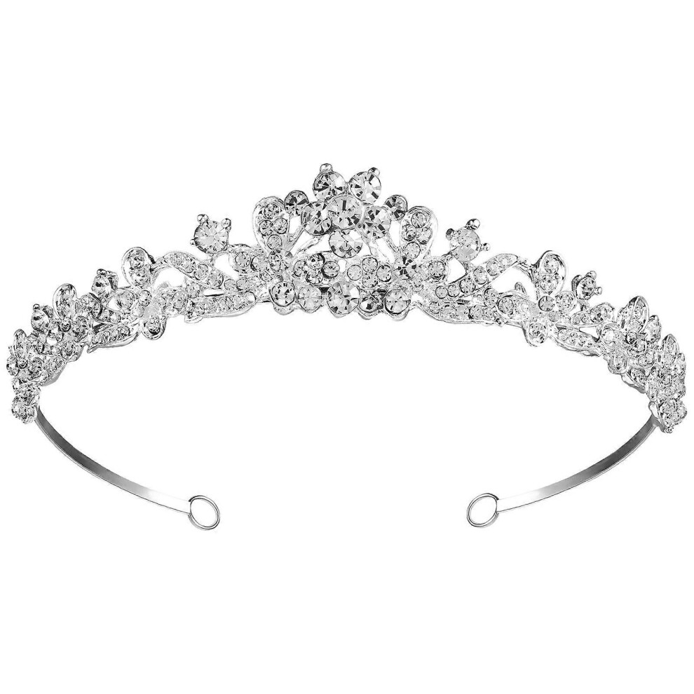 Kricely (As Show, One Size) Rhinestone Crystal Flower Headband Tiara Headpiece Hairband For Wedding Party Dinner Party Banquet Proms
