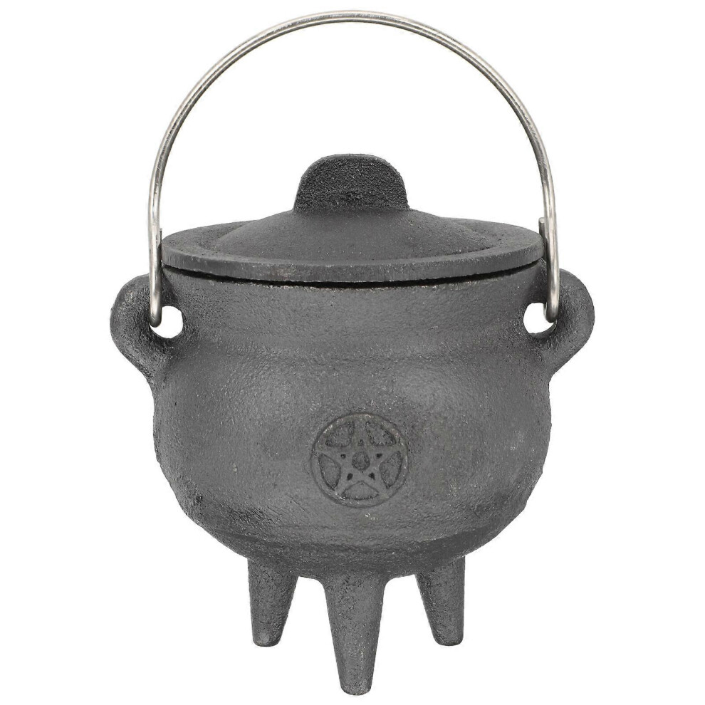 Kricely (As Show, One Size) Witch Pot With Lid Iron Pot Handicraft Desktop Ornament Halloween Sacrifice Prop