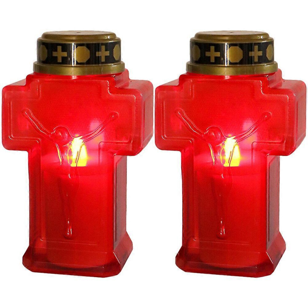 (As show, One size) 2pcs Creative Cross Candle Lights Flameless Candle Lights Church Candle Lights for Sacrifice-image-OPC-PGZZHBY-NEW