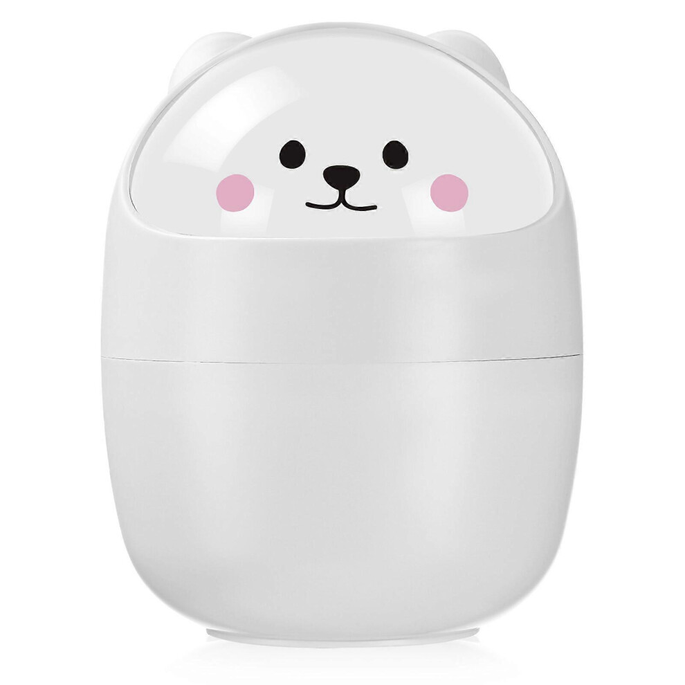 Kricely (, One Size) 1 Pc Mini Garbage Storage Bucket Trash Can With Shake Lid Small Waste Bin White