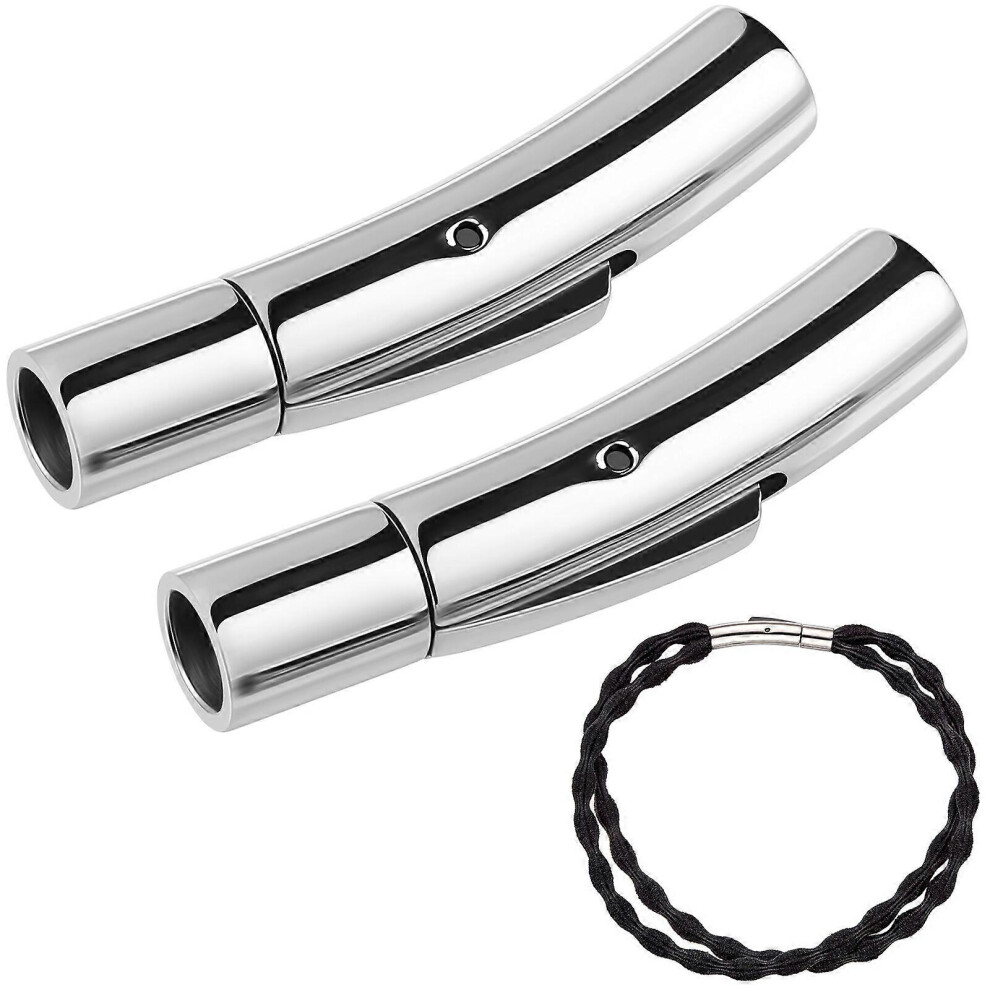 Kricely (As Show, One Size) 2 Pcs Stainless Steel Clasps Cord Ends Fit For Diameter 4Mm Round Cord For Making Bracelet