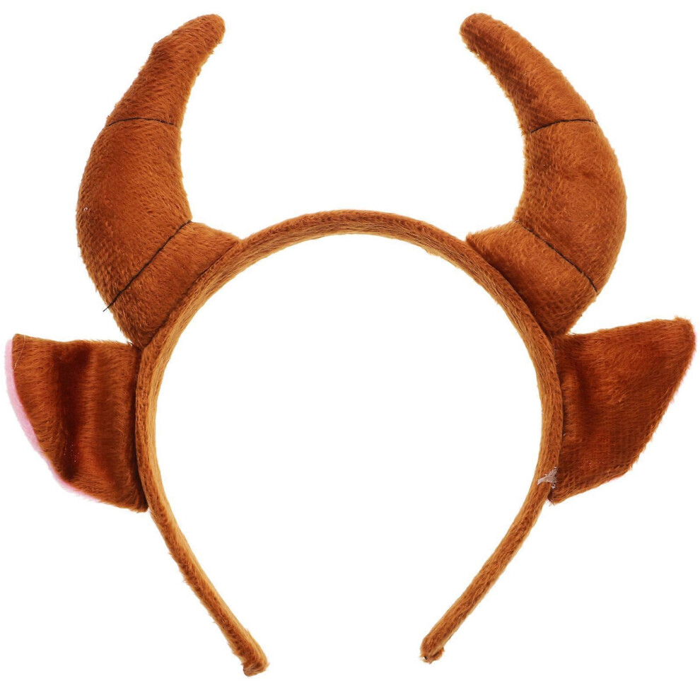Kricely (As Show, One Size) Kids Ox Horn Shape Animals Ears Headband Party Cosplay Costume Headdress Hair Headpiece (Brown) Brown