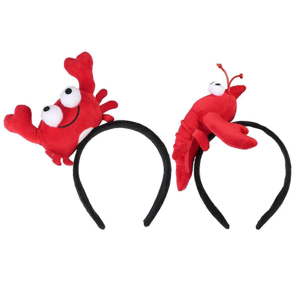 Kricely (As Show, One Size) 2Pcs Cloth Crayfish Hairhoops Adorable Headwears For Kids (Lobster+Crab, ) Red