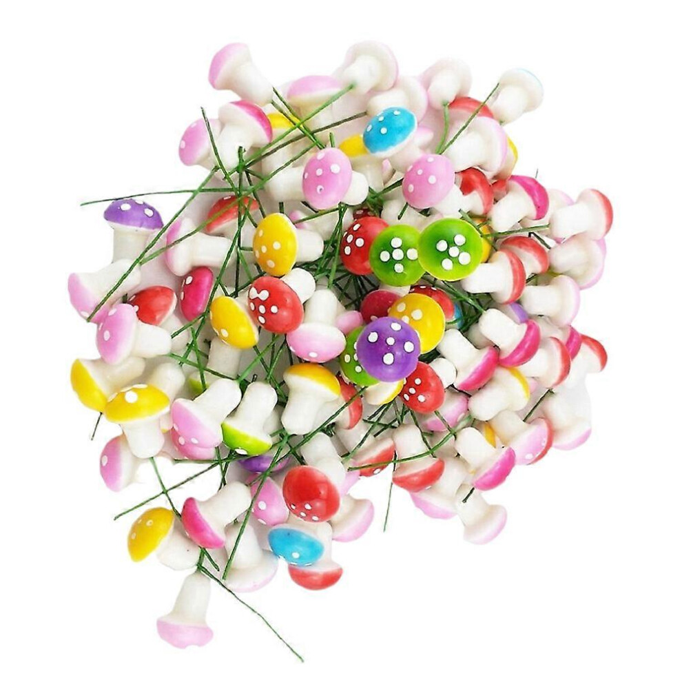 Kricely (As Show, One Size) 60Pcs Miniature Mushroom Mini Mushroom Fairy Garden Colorful Mushrooms Size S Mixed Color
