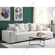 (Cream, Right Hand Chaise) Naple L Shaped Sofa with Scatter Back Soft Cushions & Side Pockets | 3-4 Seater Sofa Chaise | Corner Sofa Couch with Left/Right Hand - Sofas & Couches