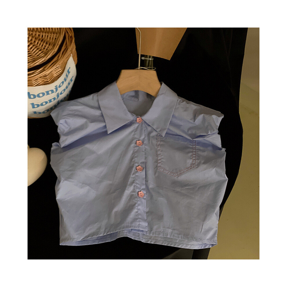 (Shirt,140cm)Ensemble vêtements d'été contemporain coréen fille avec haut doux sans manches et short ensemble amusant
