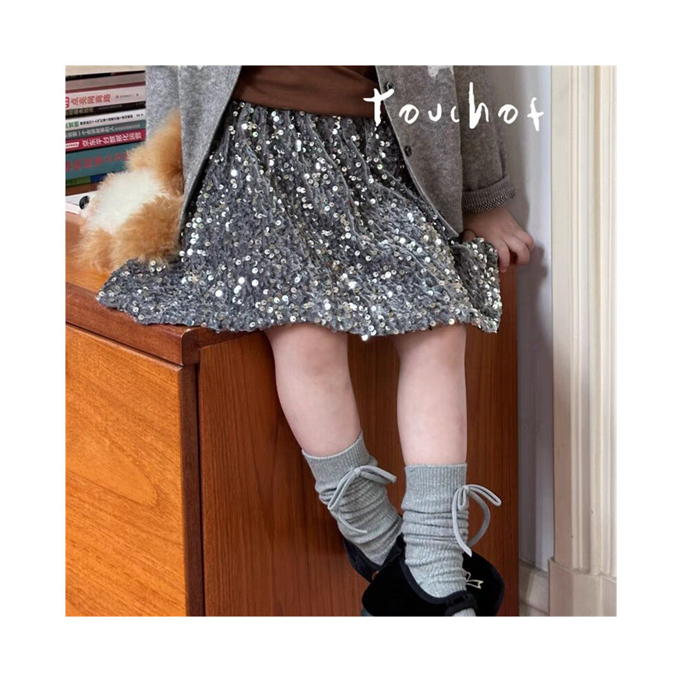 (Sequin Skirt,100)Ensemble de trois pièces en tissu délicieux et doux style coréen filles comprenant un cardigan à la mode et une jupe