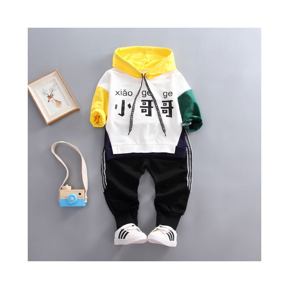 (Yellow,100cm)Adorable ensemble superposition automne garçon mignon enfant trois pièces pull tenue gilet