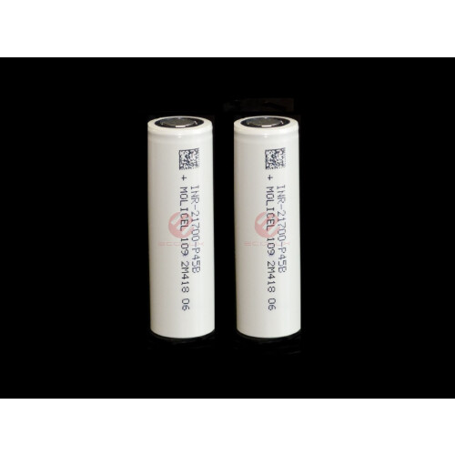 2x Molicel P45B 21700 4500mAh 35A 3.7V Battery Flat