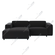 (Black Velvet, Left Hand Chaise) SnoozeOnline L Shaped Chaise Lounge Sofa Plush Corner Sofa with Deep Cushions & Low Profile Design Right/Left Hand Facing With Sturdy Small legs
