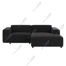 (Black Velvet, Right Hand Chaise) SnoozeOnline L Shaped Chaise Lounge Sofa Plush Corner Sofa with Deep Cushions & Low Profile Design Right/Left Hand Facing With Sturdy Small legs