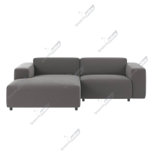 (Grey Velvet, Left Hand Chaise) SnoozeOnline L Shaped Chaise Lounge Sofa Plush Corner Sofa with Deep Cushions & Low Profile Design Right/Left Hand Facing With Sturdy Small legs