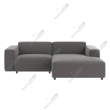 (Grey Velvet, Right Hand Chaise) SnoozeOnline L Shaped Chaise Lounge Sofa Plush Corner Sofa with Deep Cushions & Low Profile Design Right/Left Hand Facing With Sturdy Small legs