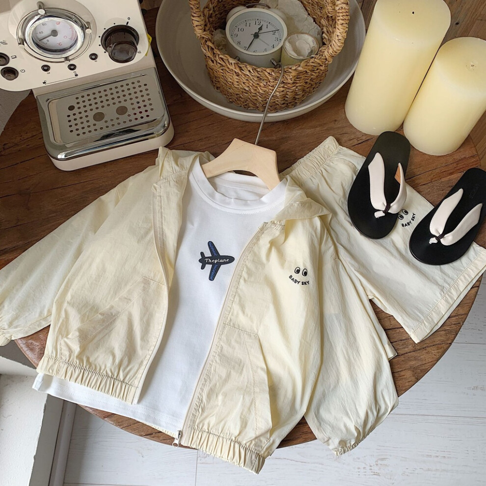 (Beige,90cm)Adorable ensemble tenue été garçon avec short confortable et veste longue manches