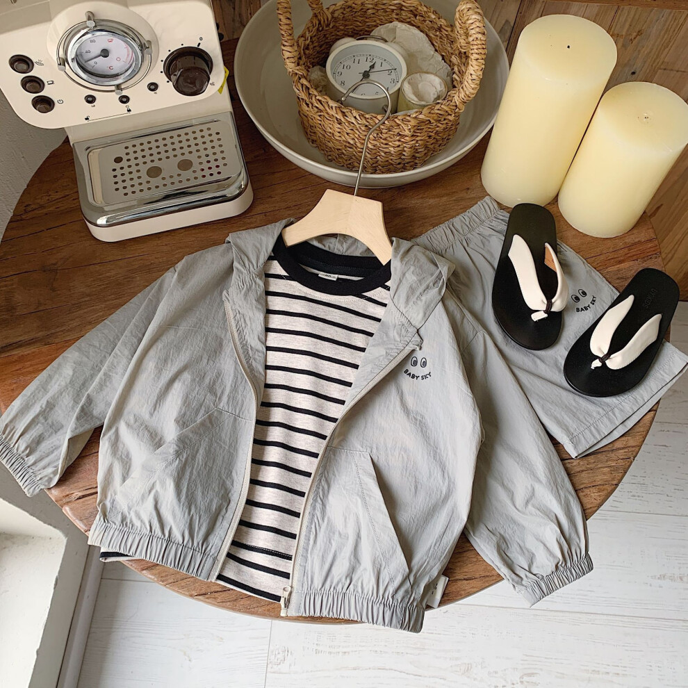 (Gray,130cm)Adorable ensemble tenue été garçon avec short confortable et veste longue manches