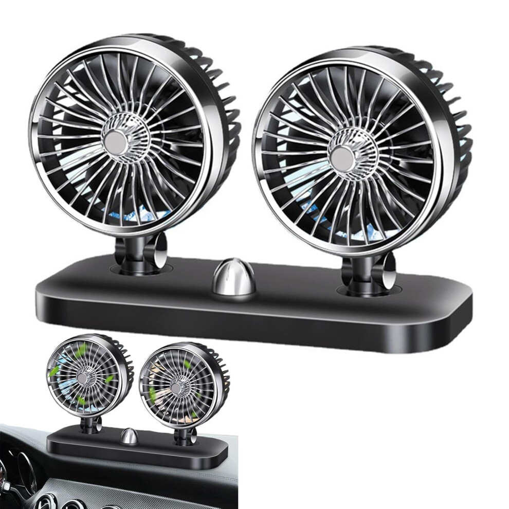 (12V) Car Dashboard Fan | 180-Degree Rotation Rechargeable Truck Dash Fan - 12v/24v USB Quiet Vehicle Cooling Fan Rechargeable For Truck Dash