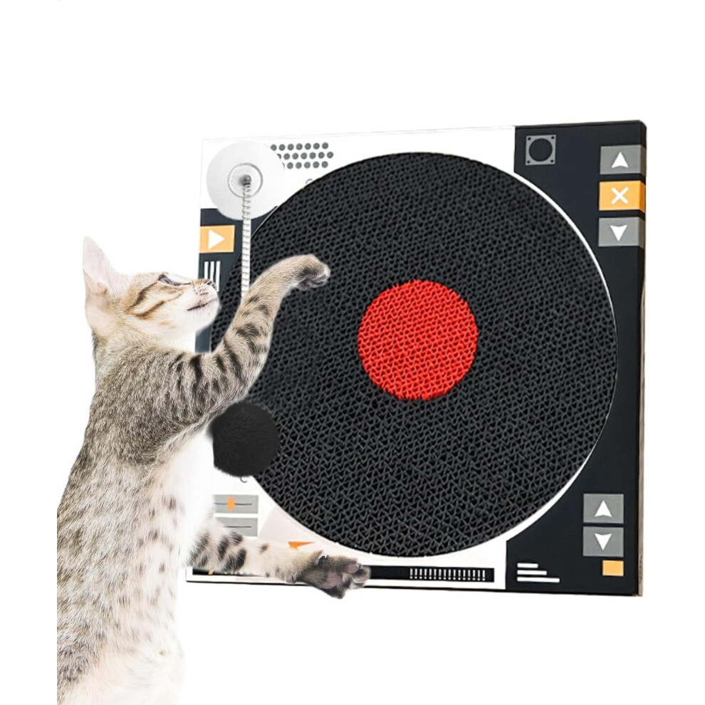 (a) Cardboard Cat Scratching Board, Cat Scratching Board - Classic Record Scratching Board for Kittens - Wall Mounted Scratching Board with Feather Sw