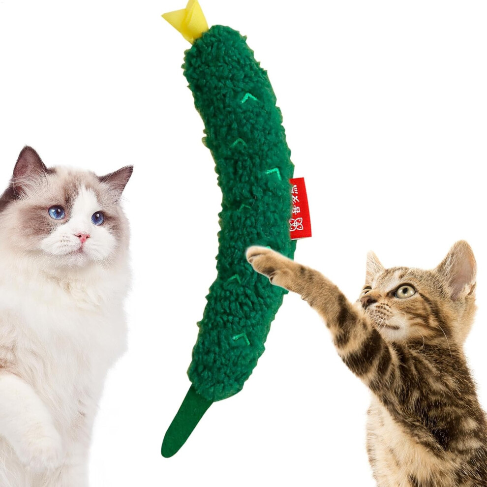 (cucumber) Stuffed Chew Toys for Cats - Cucumber Catnip Toys Stuffed Carrot Chew Toys,Soft Pet Supplies Interactive Crinkle Cat Toys for Kitten & Indo