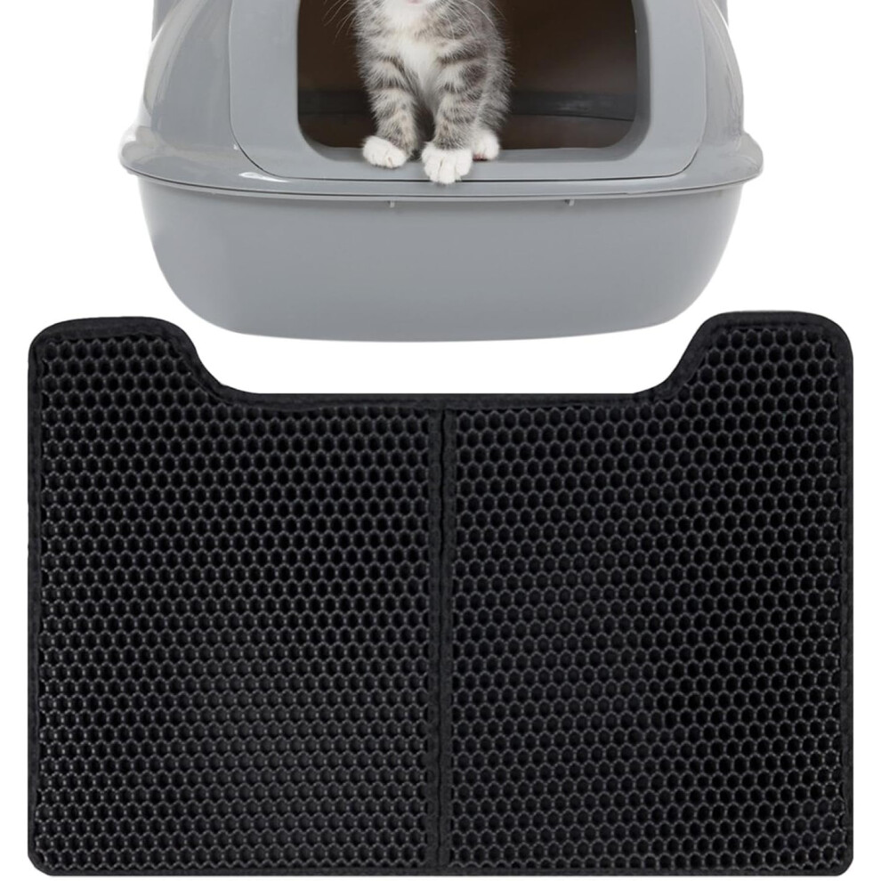 Litter Box Mat | Urine Proof Trapping Mat,U-shaped Anti-Slip Cat Mats for Litter Box, Water Resistant Double Layer Scatter Control Mat for Cats