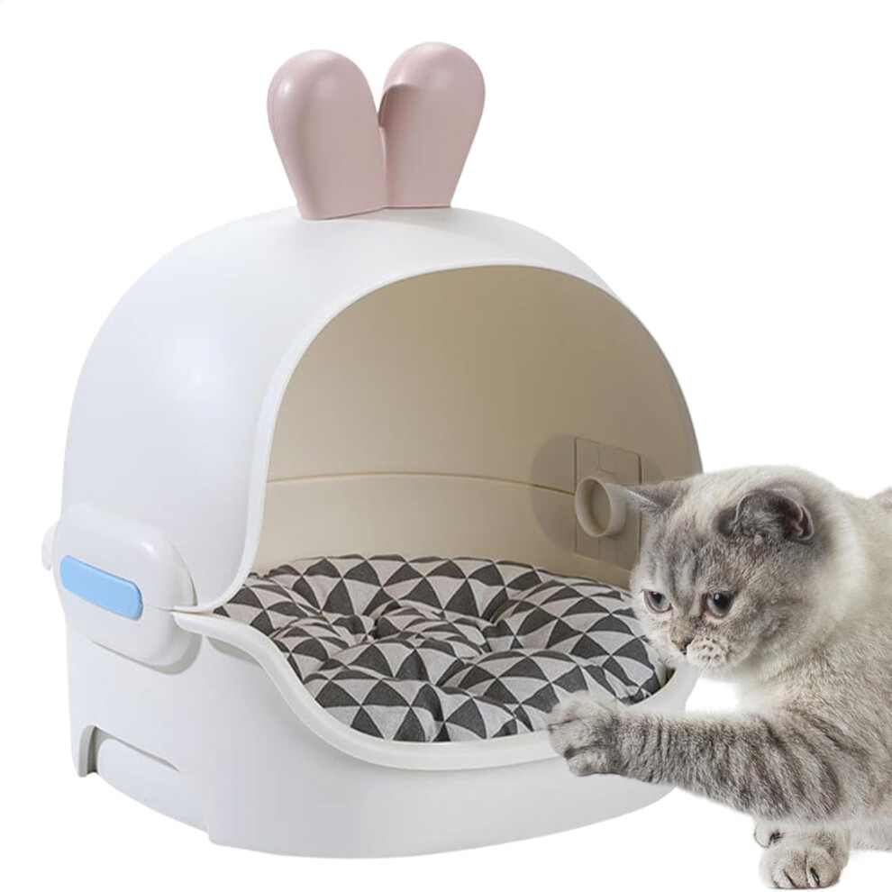(A, White) Cat Beds for Indoor Cats, Waterproof Cat Bed Cave Small Cat House, Windproof Cat Bed House Compact Warm Cave Nest for Home Pet Shops
