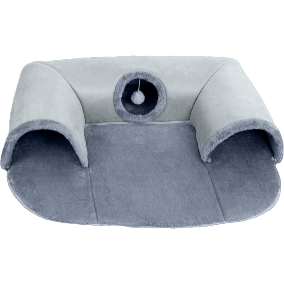 (a) Soft Cat Cave, Cat Tunnel Bed - Removable Cat Beds, Washable U-shaped Cat Cave | Seasonal Cat Couch Foldable for Playing with Plush Ball, Pet