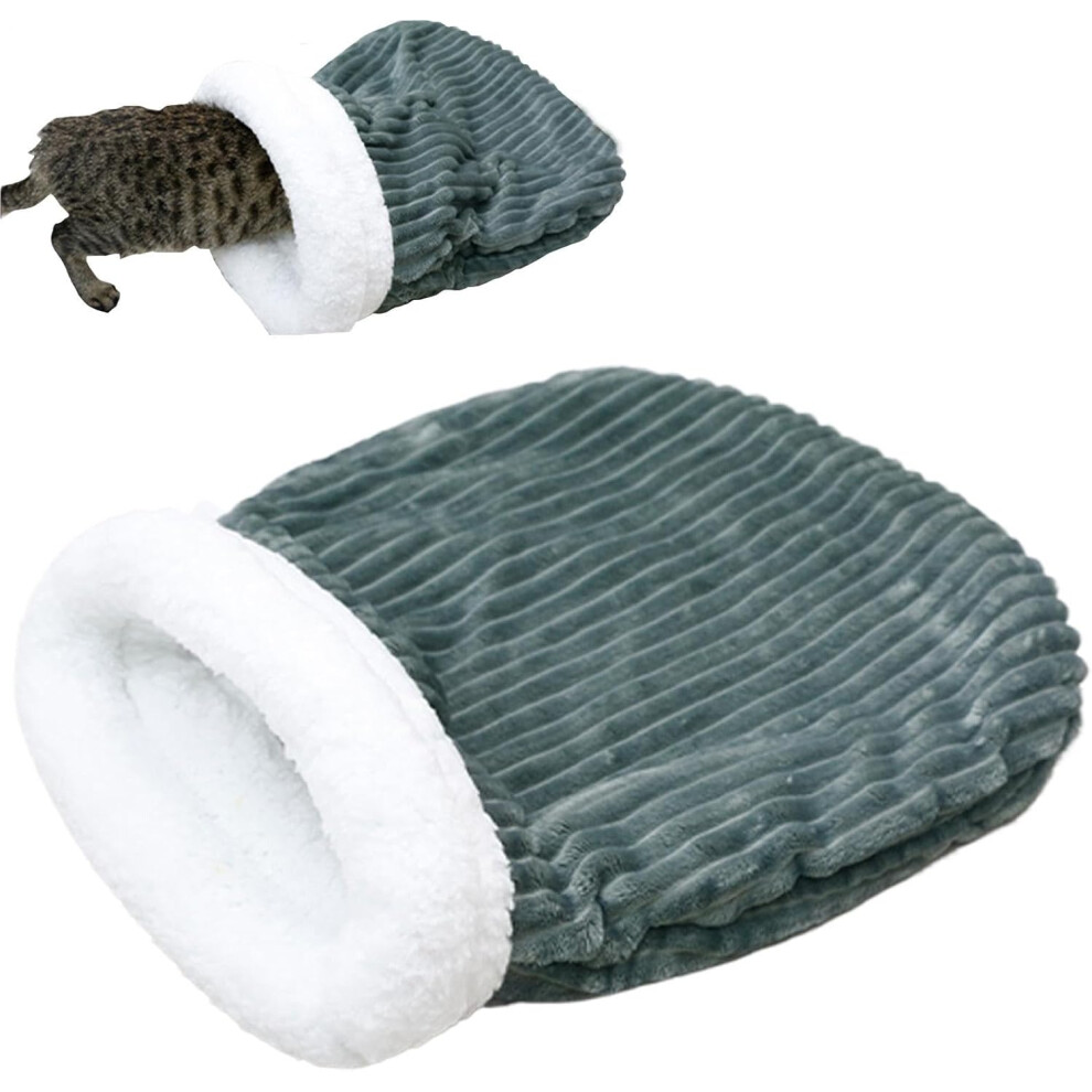 (Navy ) Cat Winter Sleeping Bag - Detachable Bed Mat For Cat | Warming Burrow Cat Bed, Dog Bed For Camping, Warming Pad Sack, Washable For Camping Blue