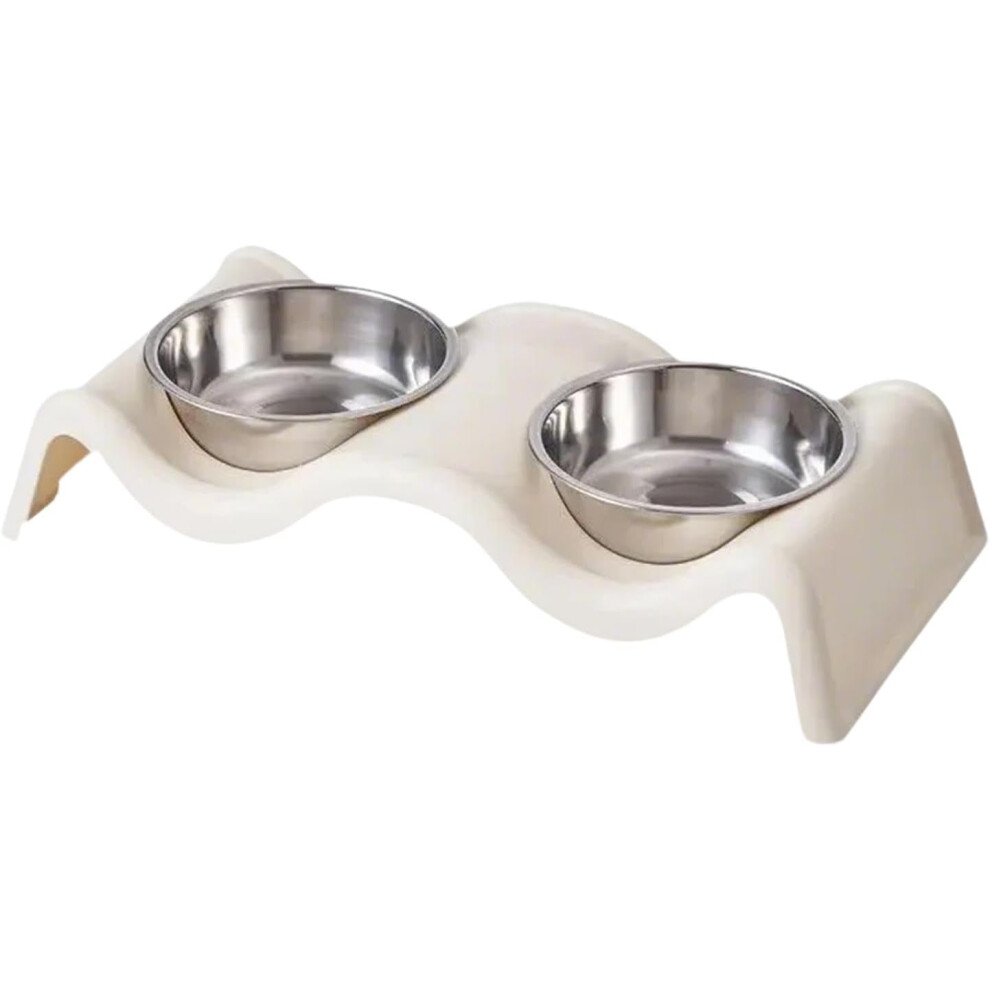 (White) Cat Bowls for Food, Stainless Steel Feeding Station Cats, Feeding Bowl for Cats and Dogs, Non-Slip Water and Food Bowls for Pet Puppies, Dog Bowl