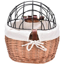 Basket for Dogs, Wire Mesh Cover, Willow Basket for Small Dogs and Cats, Removable Dog Carrier, Pet Carrier Basket, Dog Carrier for Cycling