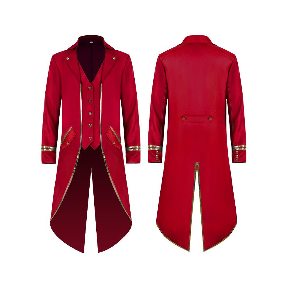 (Red,S)Manteau long steampunk smoking prince médiéval gothique victorien manteau d'Halloween