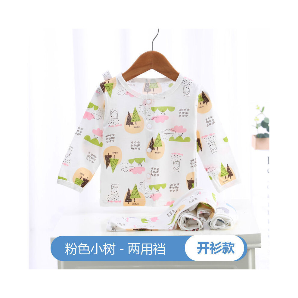 (Pink Tree Shirt,66)Ensemble pyjama climatisé été bébé manches longues polyvalent en tissu coton doux
