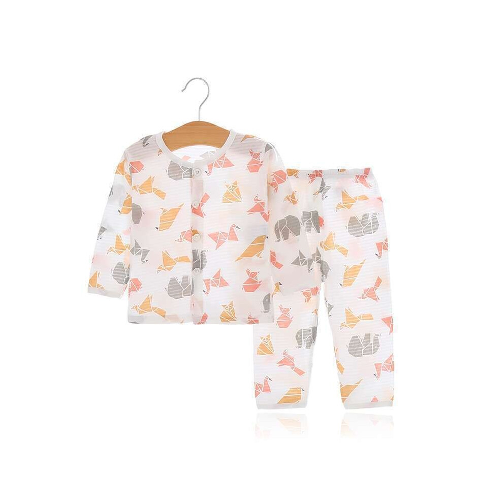 (Crane Long Sleeve Shirt,66)Ensemble pyjama climatisé été bébé manches longues polyvalent en tissu coton doux