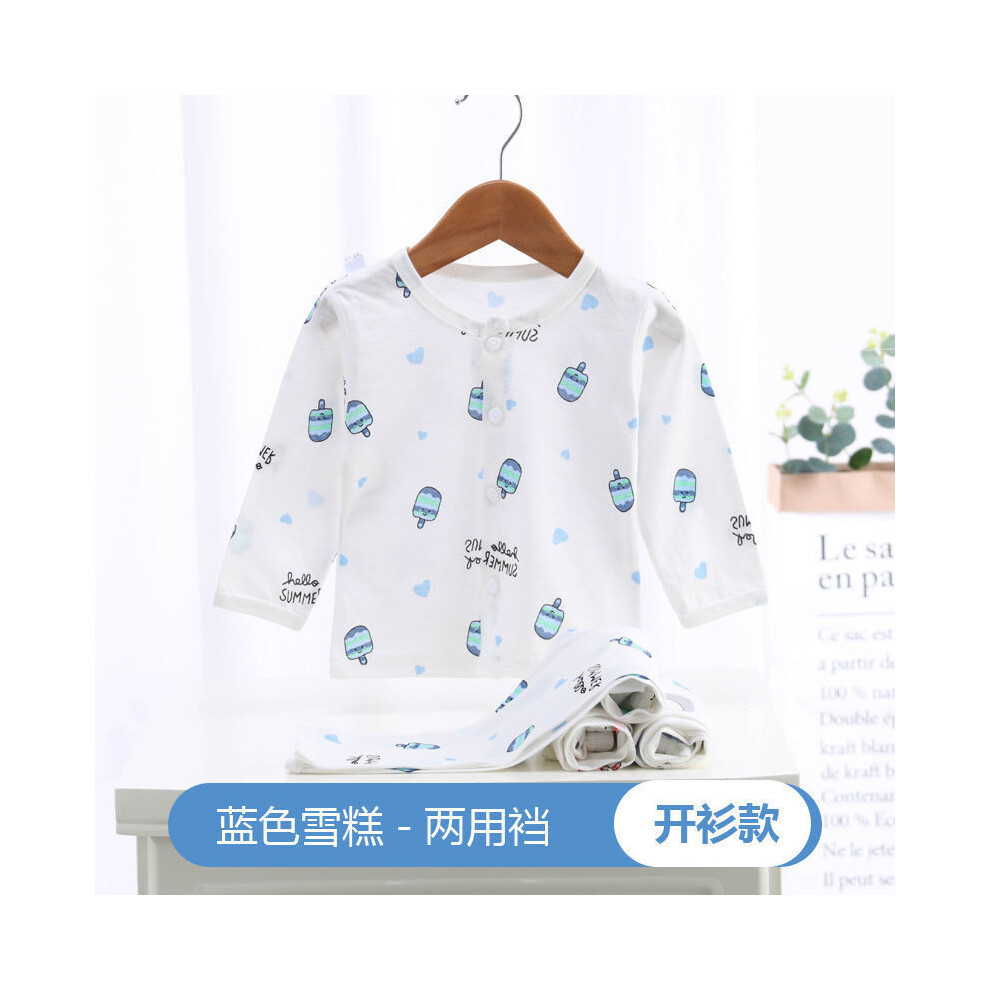 (Blue Ice Cream Shirt,73)Ensemble pyjama climatisé été bébé manches longues polyvalent en tissu coton doux