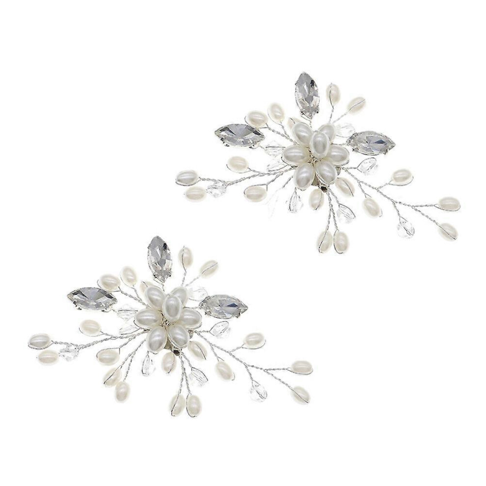 Kricely (As Show, One Size) 2Pcs Pearls Wedding Shoe Clip Crystal Shoe Buckle For Women Ladies And Girls