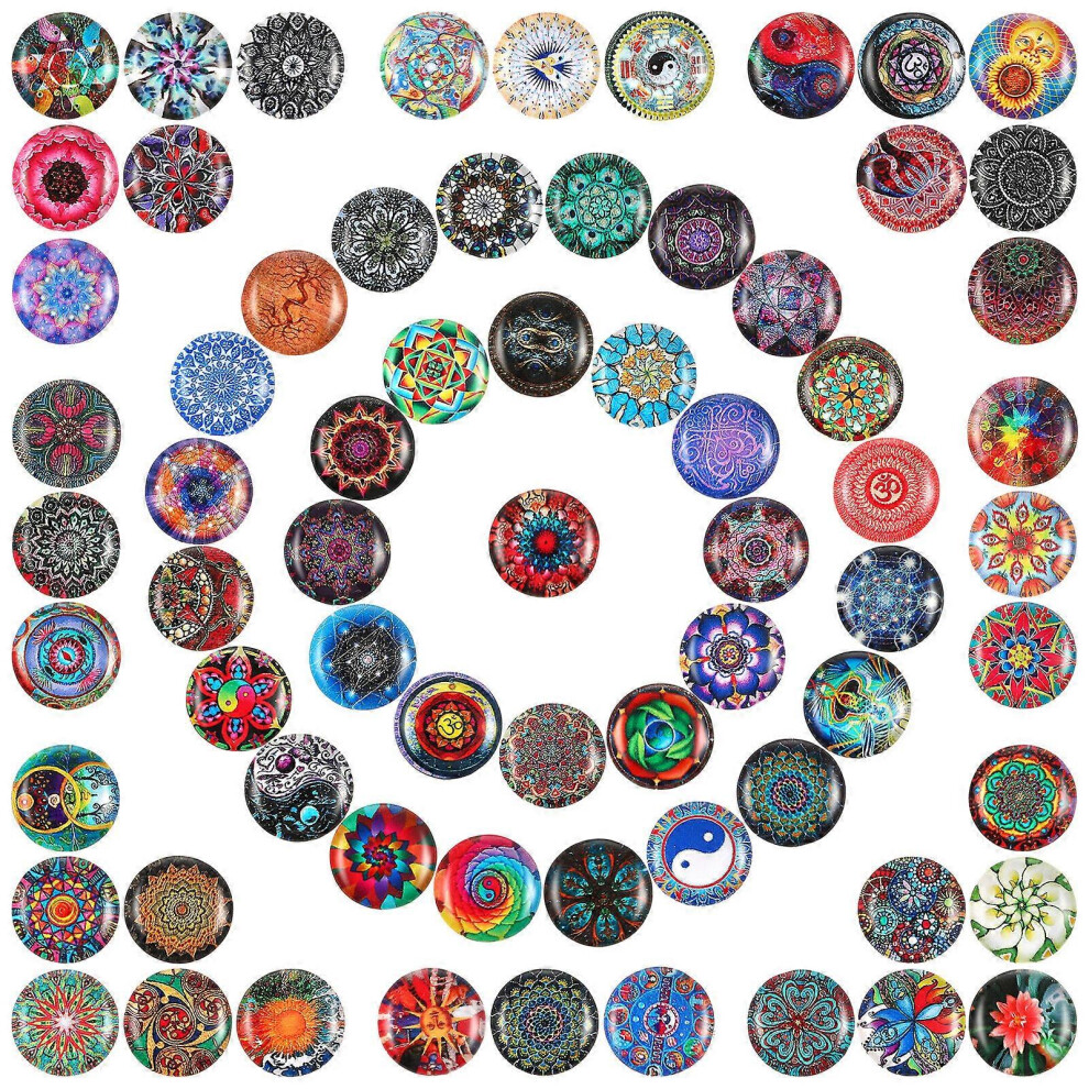 Kricely (As Show, One Size) 100 Pcs Printed Mosaic Tiles Glass Cabochons Flat Back Half Round Marbles Dome Tiles For Craft Project Diy Supplies