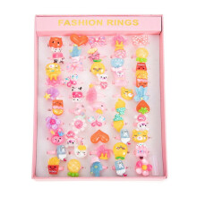 (As show, One size) 50pcs Cartoon Rings Lovely Kids Rings Resin Finer Rings Creative Ring Toys