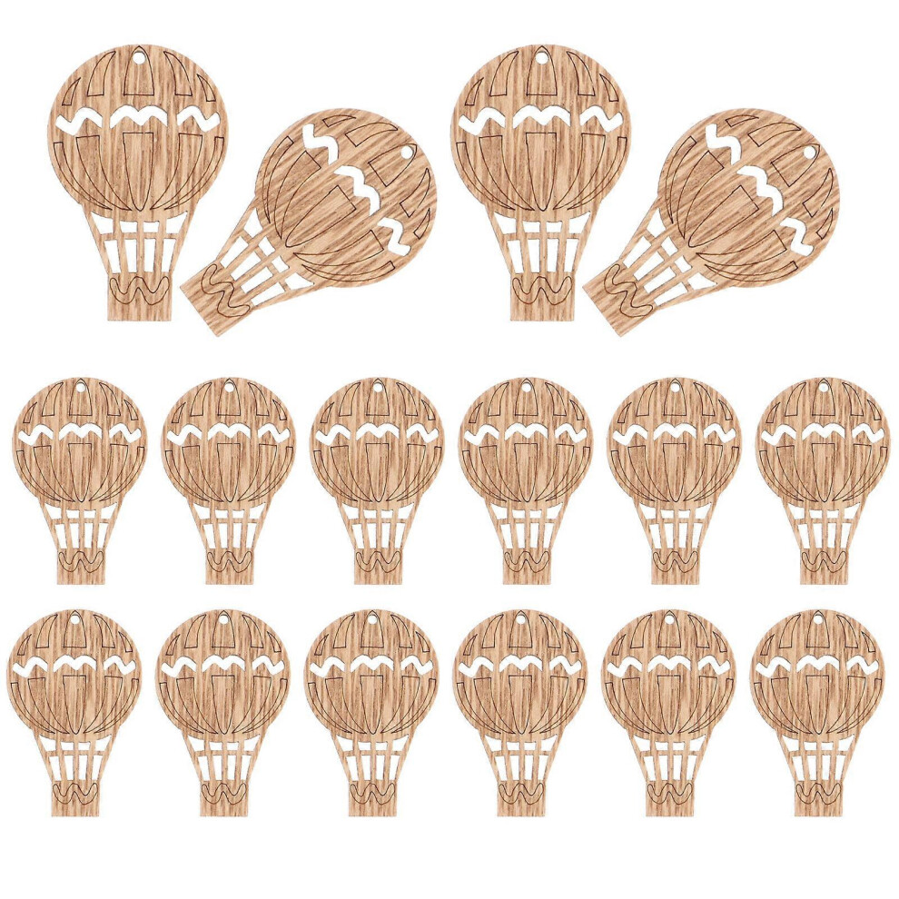 Kricely (As Show, One Size) 30Pcs Hot Air Balloon Shape Wooden Slices Handcraft Accessary Wooden Pieces Ornament Carved Wood Cutouts Decoration Diy Material W