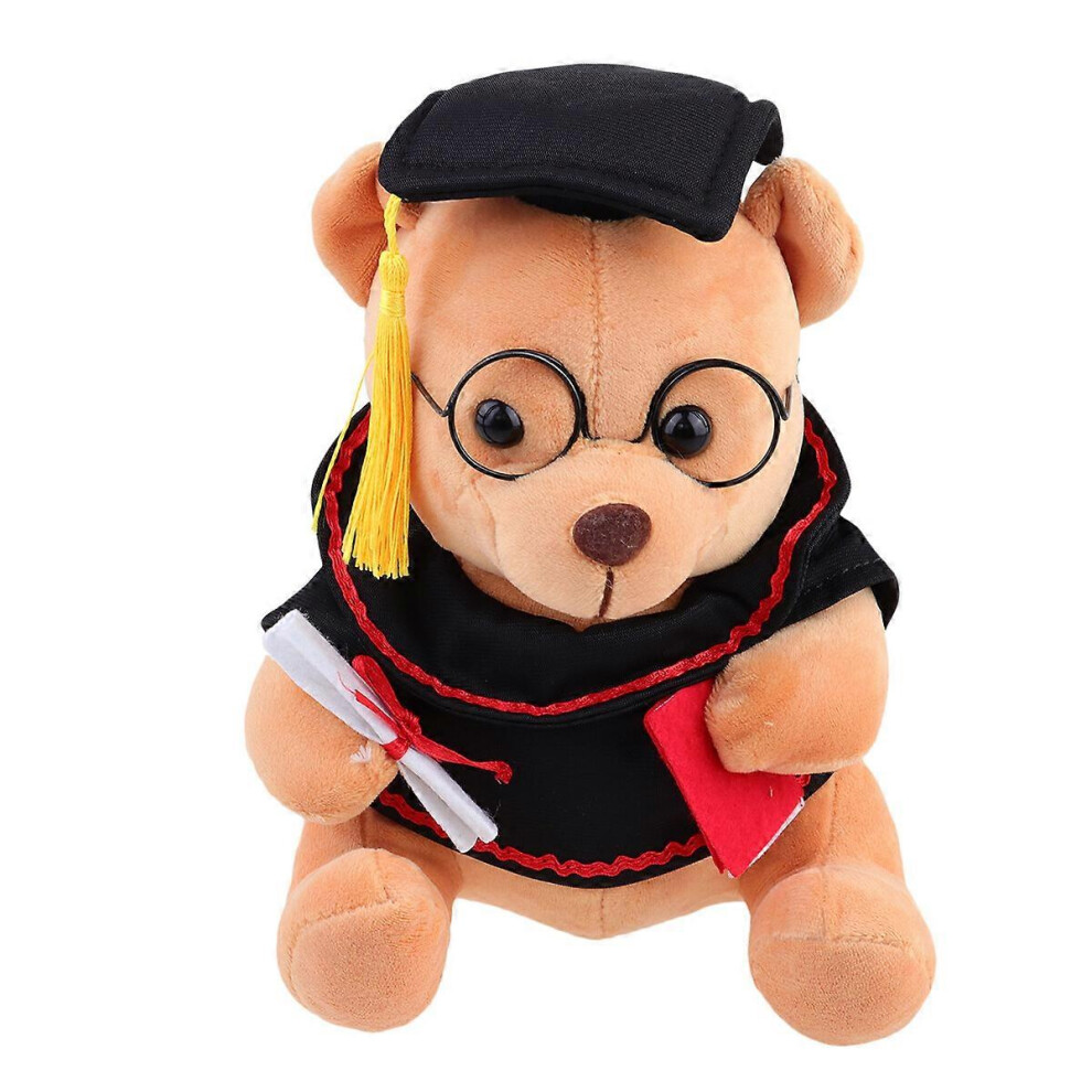 Kricely (As Show, One Size) 18Cm Light Brown Adorable Stuffed Bear Plush Toy Bear With Graduation Hat Shape Doll Graduation Toy Decorative Photo Props Graduat