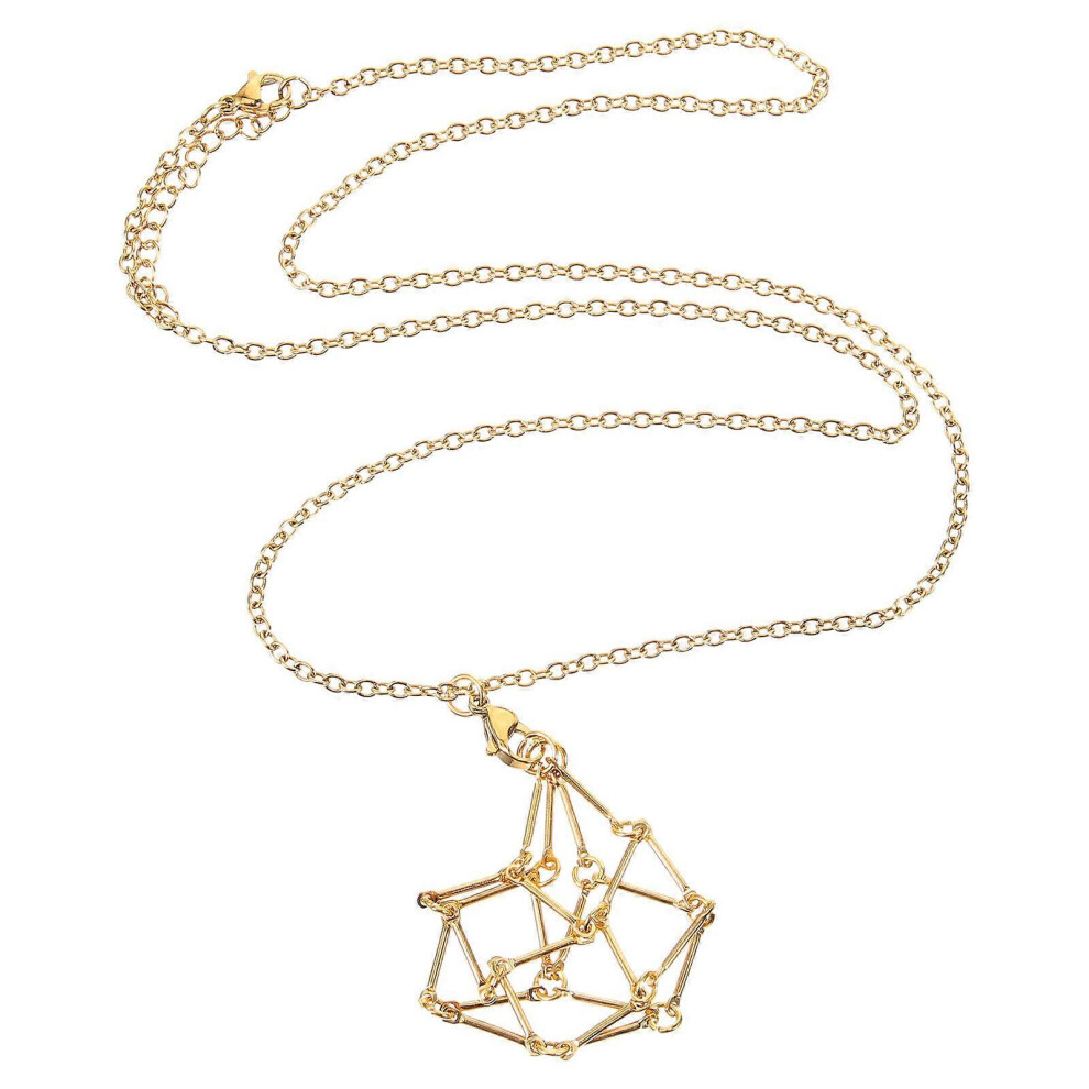 Kricely (As Show, One Size) Stone Holder Metal Necklace Hollow Crystal Holder Pendant Metal Cage Pendant For Crystal