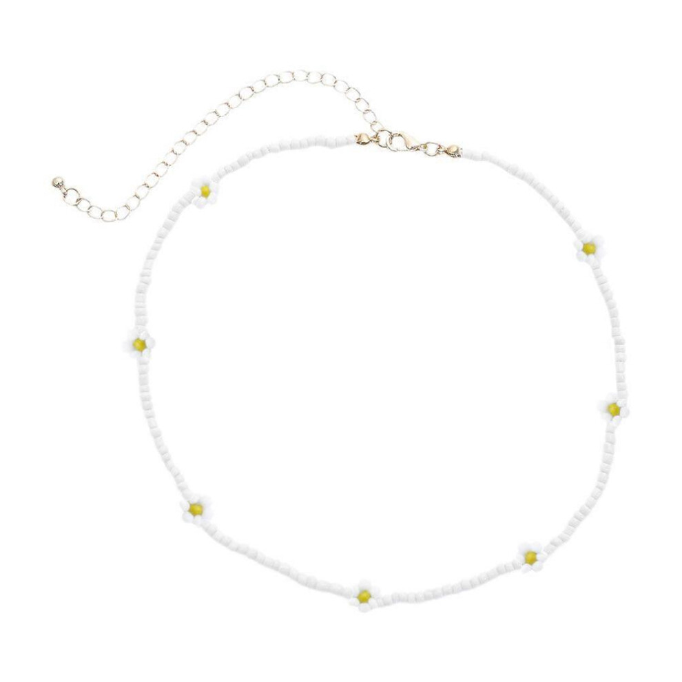 Kricely (As Show, One Size) 1Pc Personality Colorful Beaded Necklace Handmade Beaded Daisy Neck Jewelry