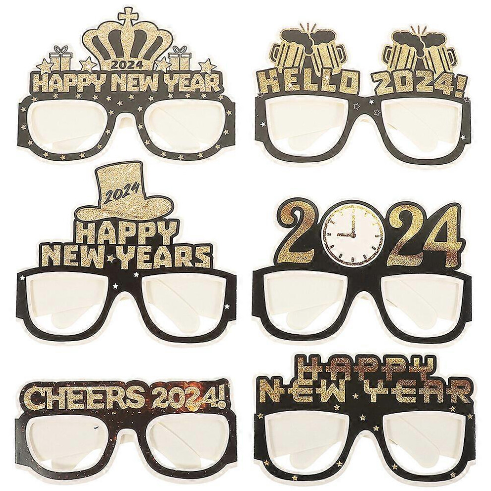 Kricely (As Show, One Size) 6Pcs New Year's Eve Party Eyeglasses 2024 Celebration Party Glasses Party Favors