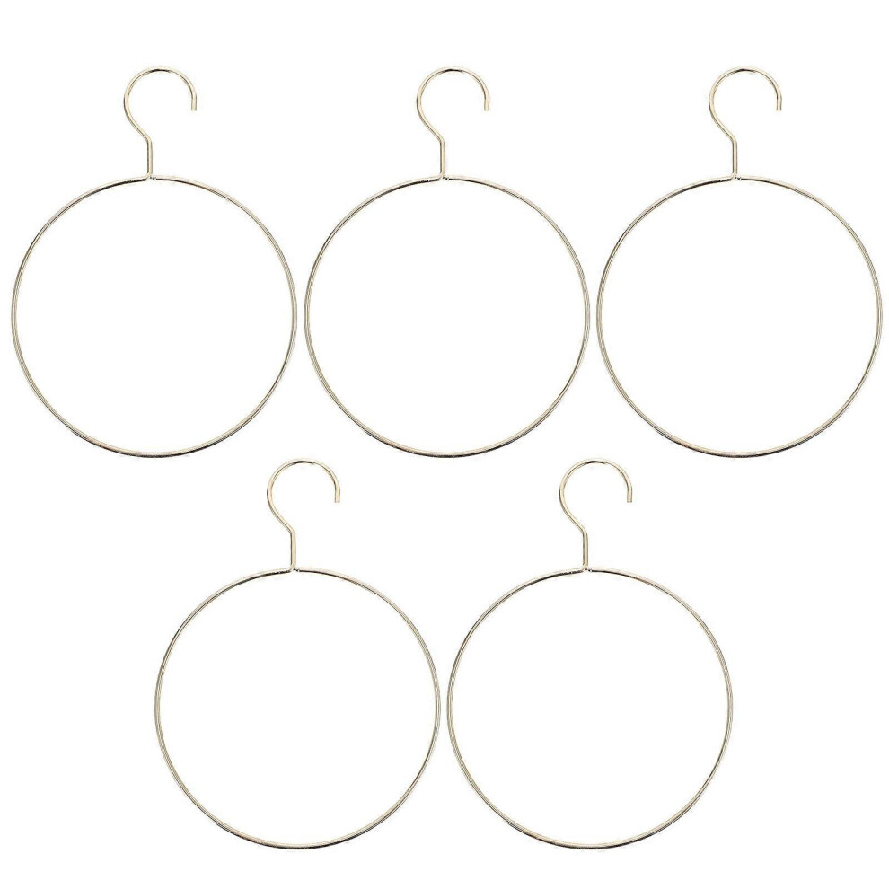 Kricely (As Show, One Size) 5Pcs Round Clothes Hangers Iron Round Hangers Creative Scarf Hangers Metal Round Hanger (Golden) Golden