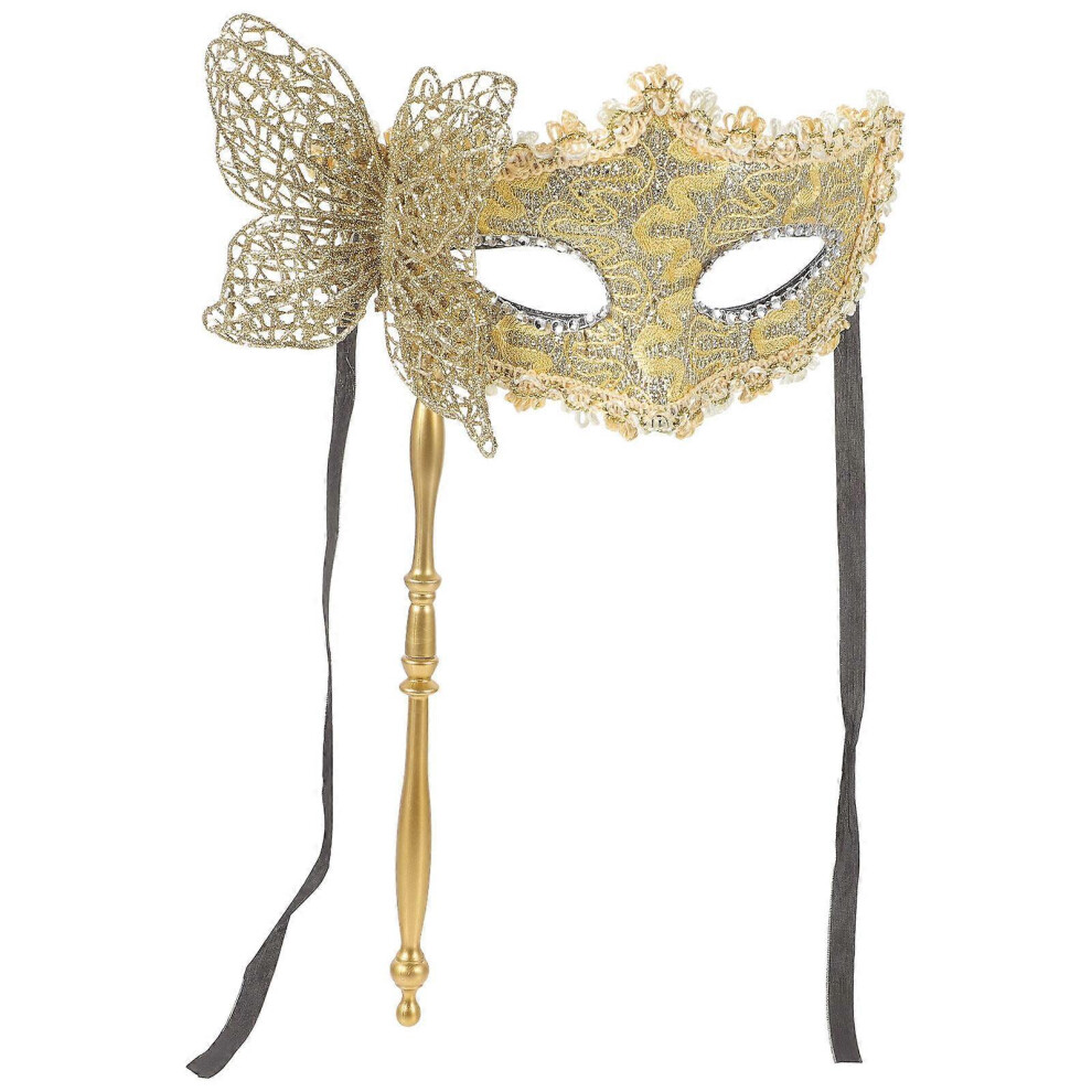 Kricely (As Show, One Size) Masquerade Mask With Stick Fancy Dress Mask Dancing Party Mask Prom Mask For Women