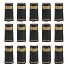 (As show, One size) 100pcs Heat Shrink Capsules Wine Bottle Capsules Wine Heat Shrinkable Wine Shrink Film Wrap for Straight Mouth Bottle (Black, Golden Edg)