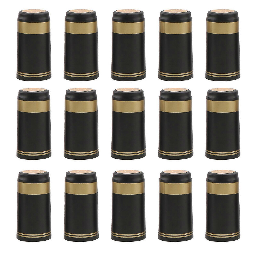 Kricely (As Show, One Size) 100Pcs Heat Shrink Capsules Wine Bottle Capsules Wine Heat Shrinkable Wine Shrink Film Wrap For Straight Mouth Bottle (, Black/Gold