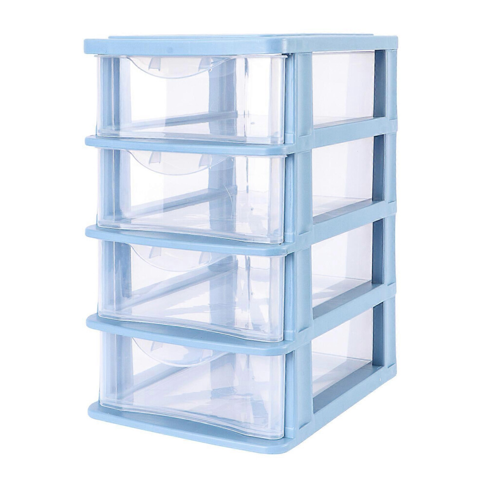 Kricely (, One Size) 1Pc Desktop Storage Box Drawer Type Sundries Holder Transparent Cosmetic Box Blue