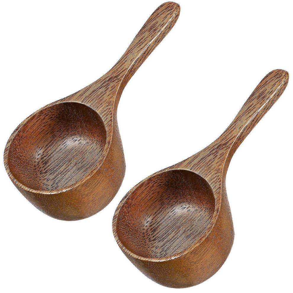 Kricely (As Show, One Size) Yardwe 2Pcs Wooden Measuring Coffee Scoop Mini Coffee Bean Milk Powder Spoon Kitchen Serving Ladle Wooden Kitchen Soup Spoon